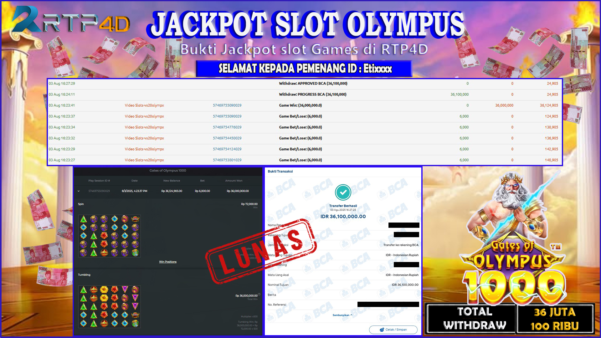 RTP4D Jackpot Slot Rp 36.100.000 ~ LUNAS