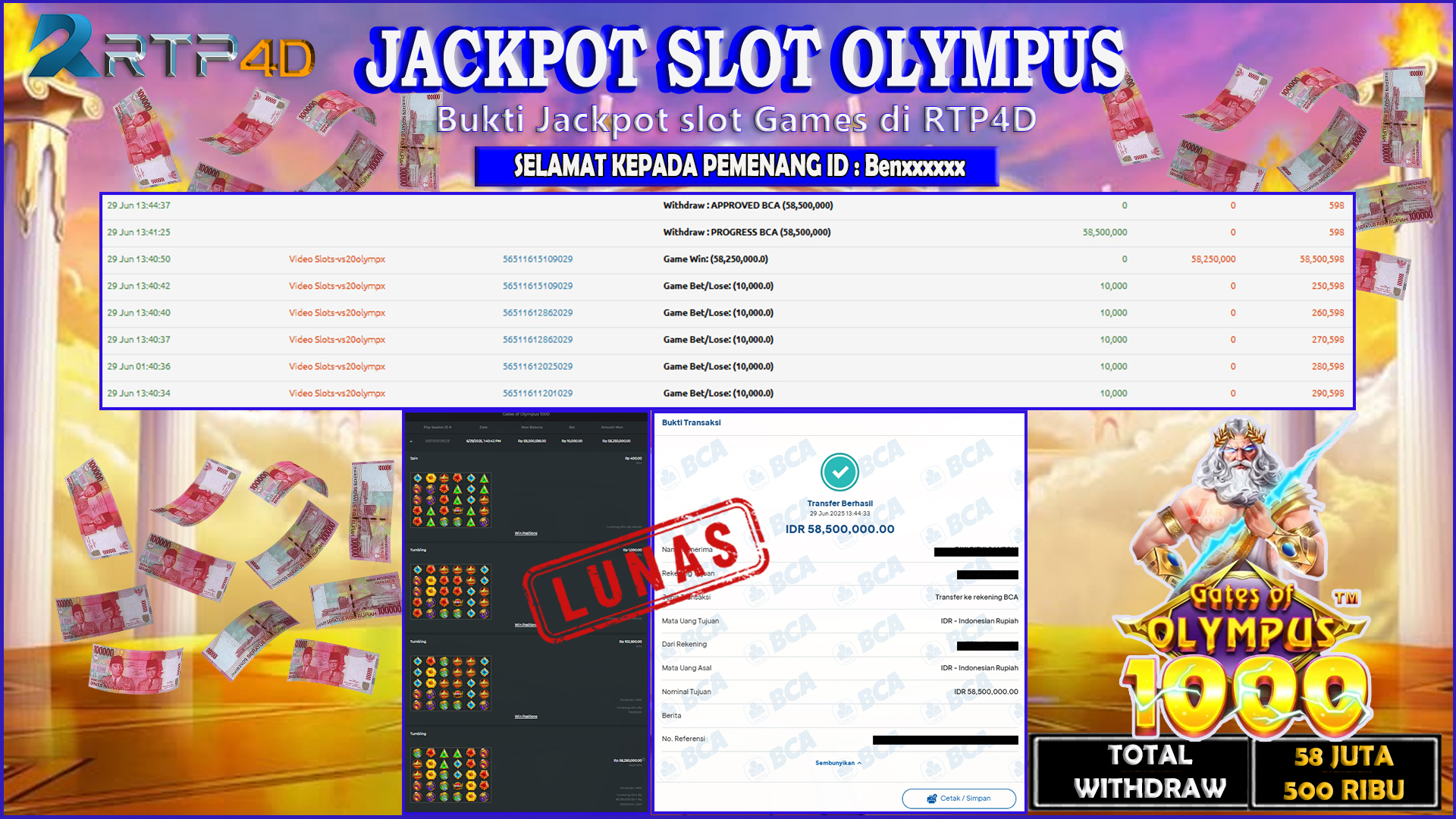 RTP4D Jackpot Slot Rp 58.500.000 ~ LUNAS