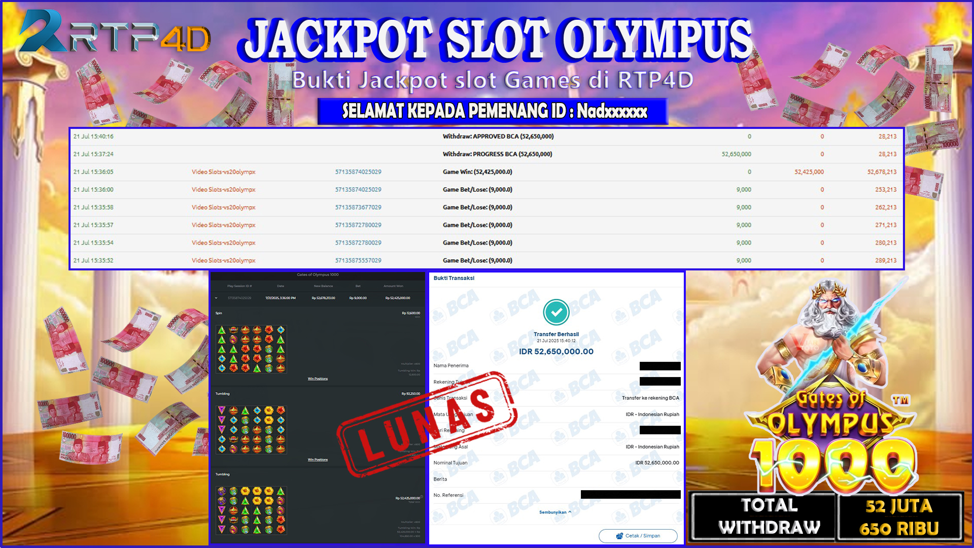 RTP4D Jackpot Slot Rp 52.650.000 ~ LUNAS